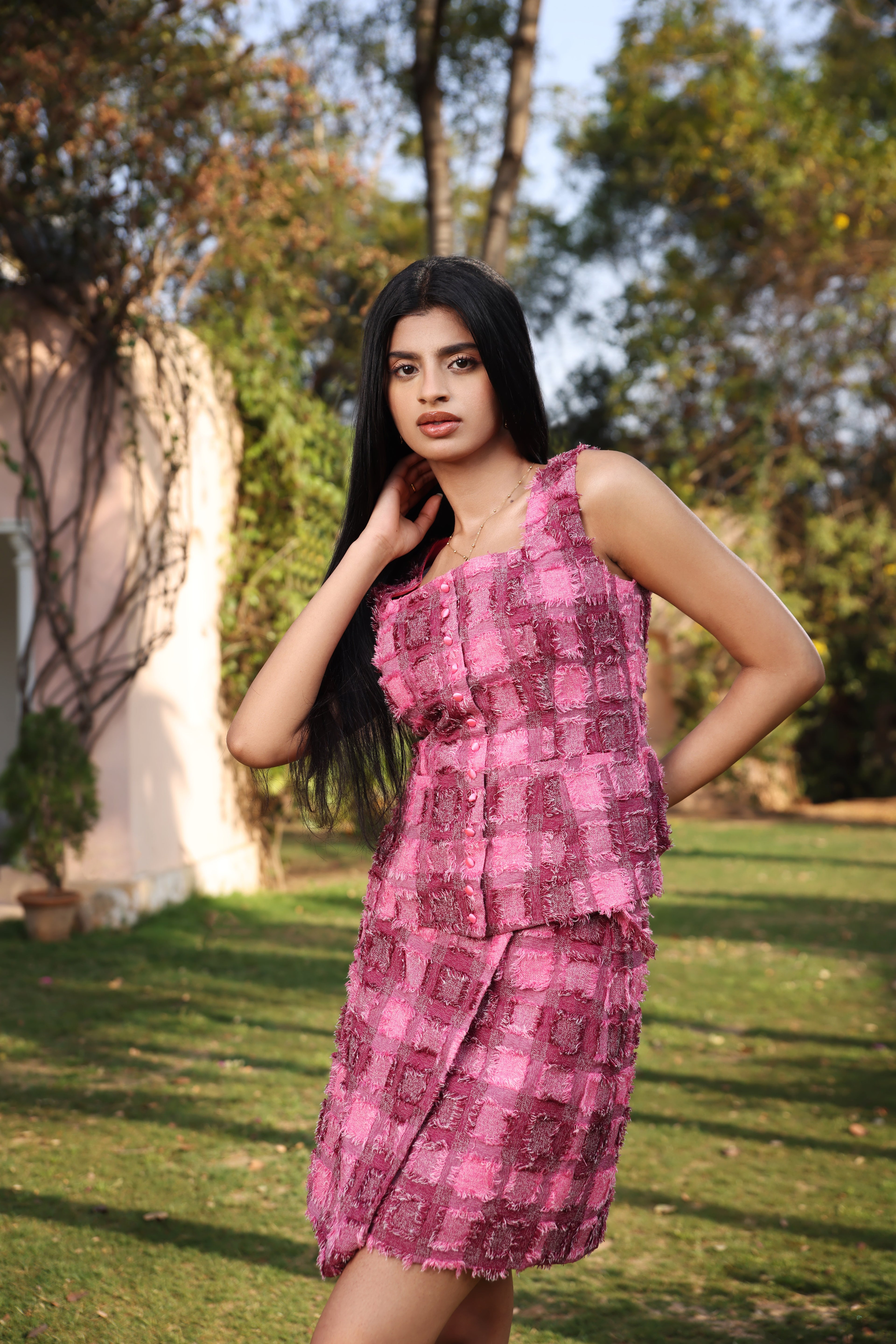 ROSELLE BLUSH TIERED MINI SKIRT