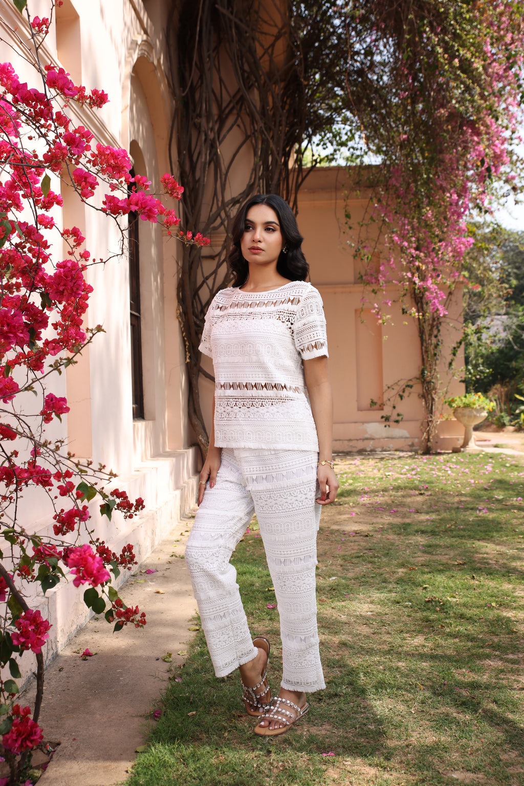Ivory Lattice Daydream Pants