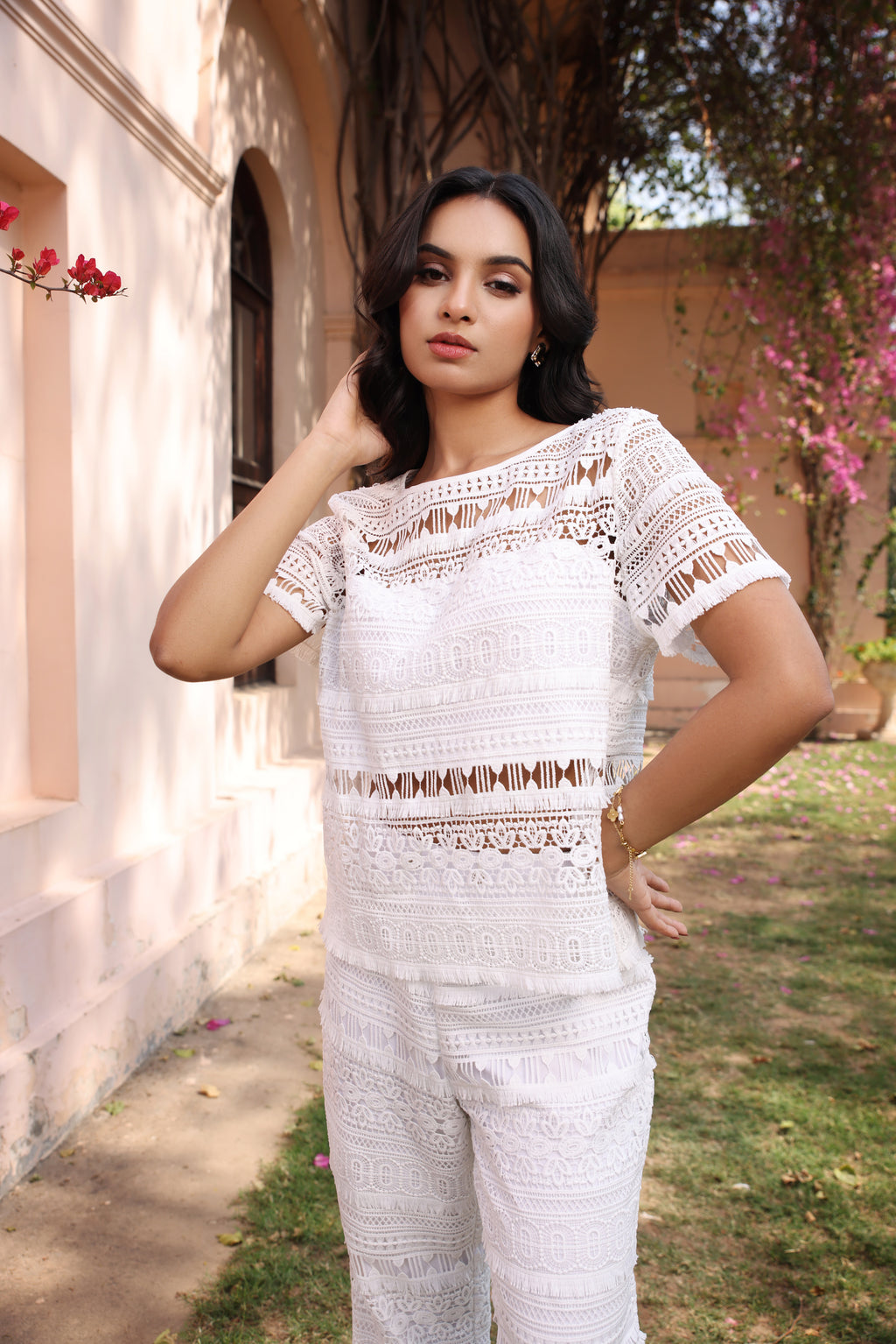 Ivory Lattice Daydream Pants