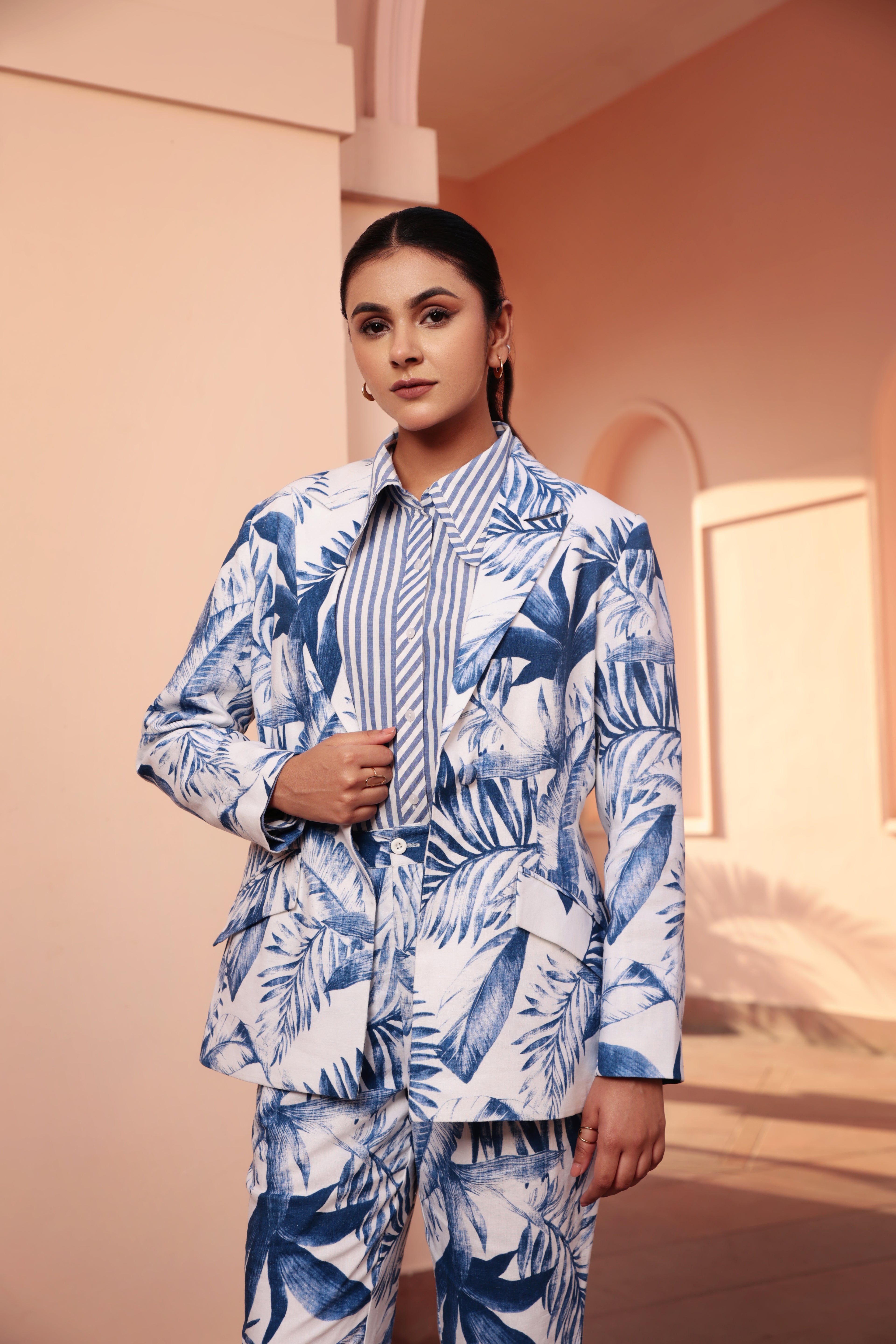 Azure Palm Tailored Set