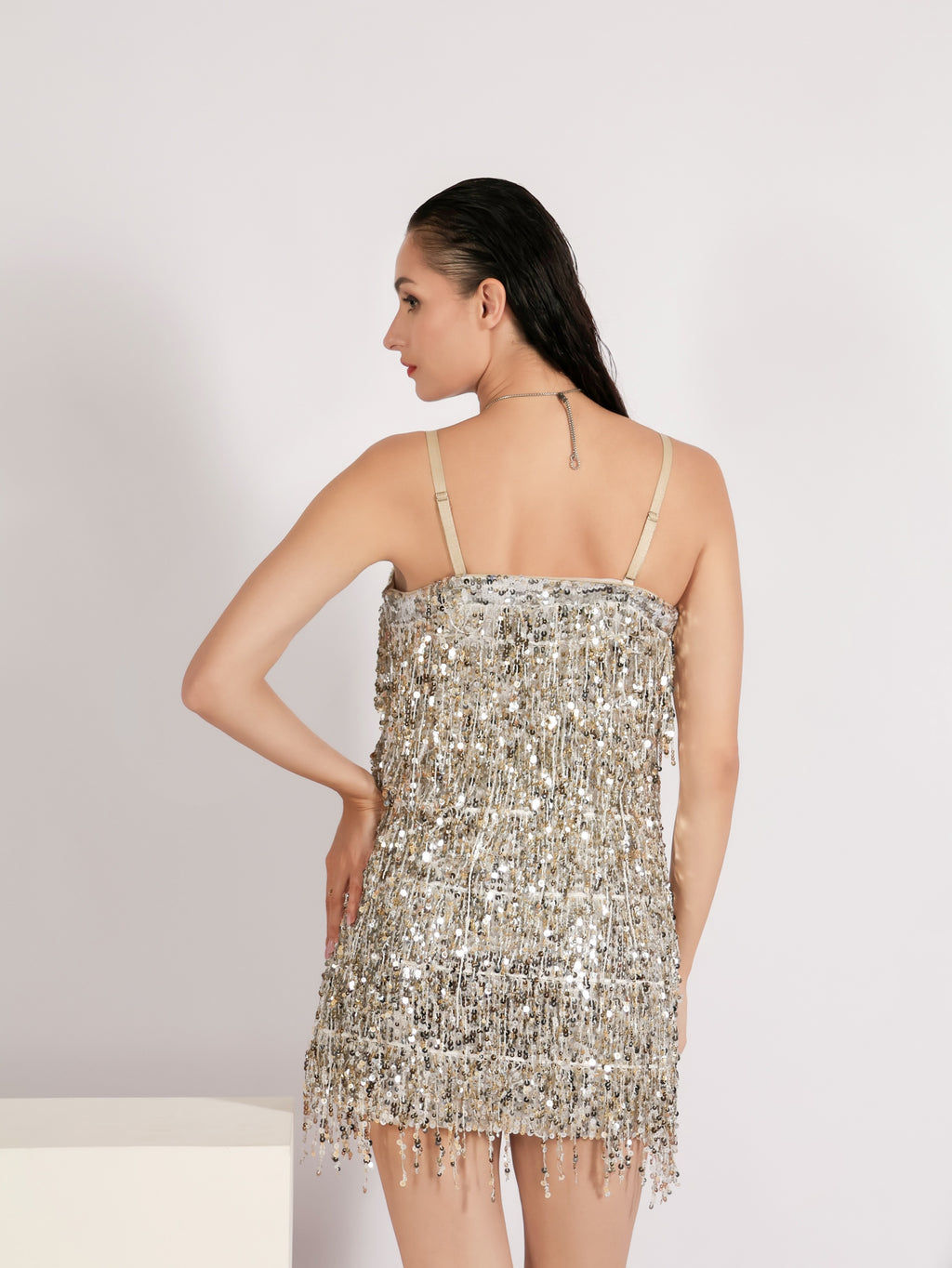 Celestia Fringe Sequin Mini Dress