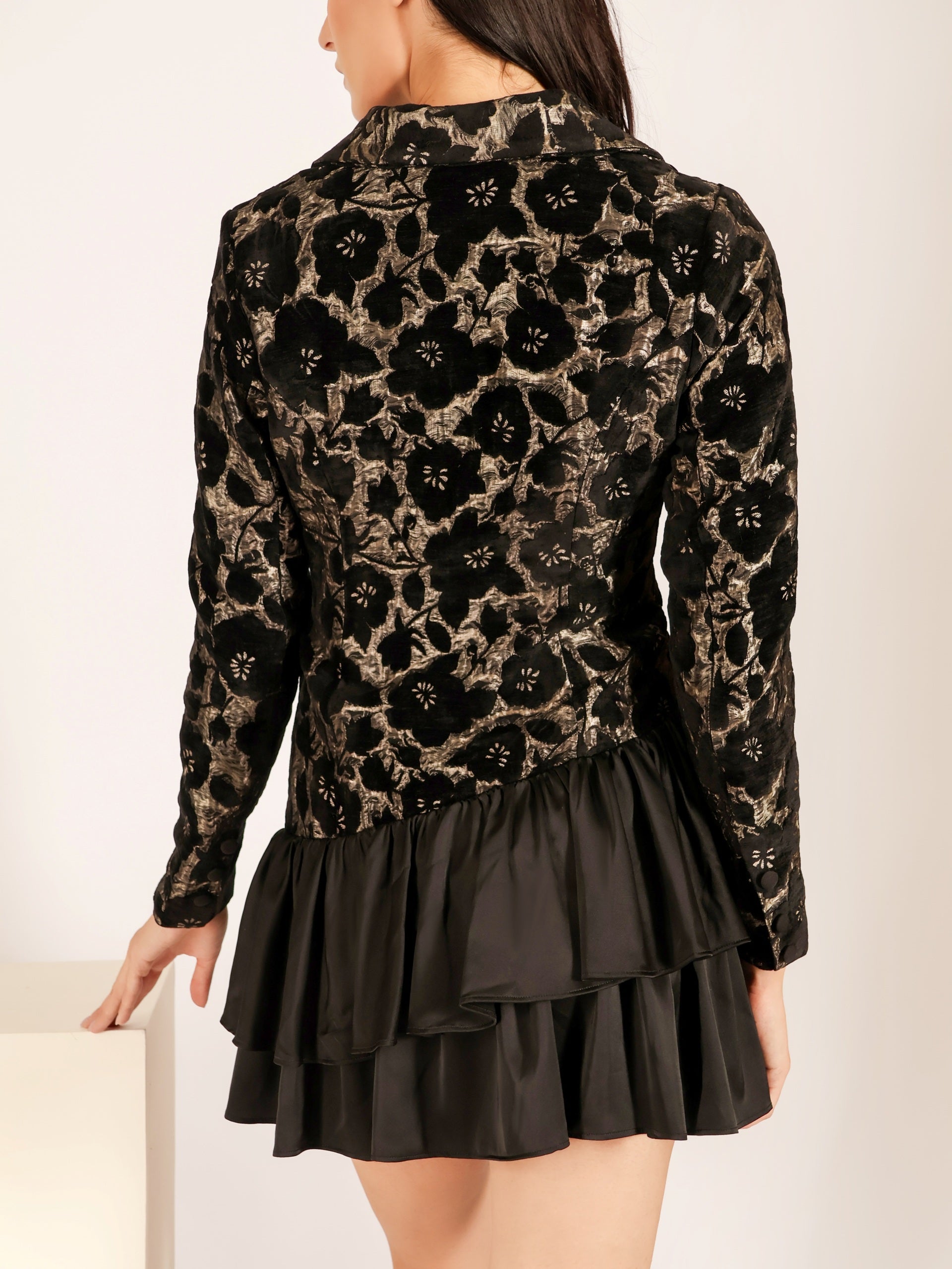 Jaquard Tiered Ruffle Dress