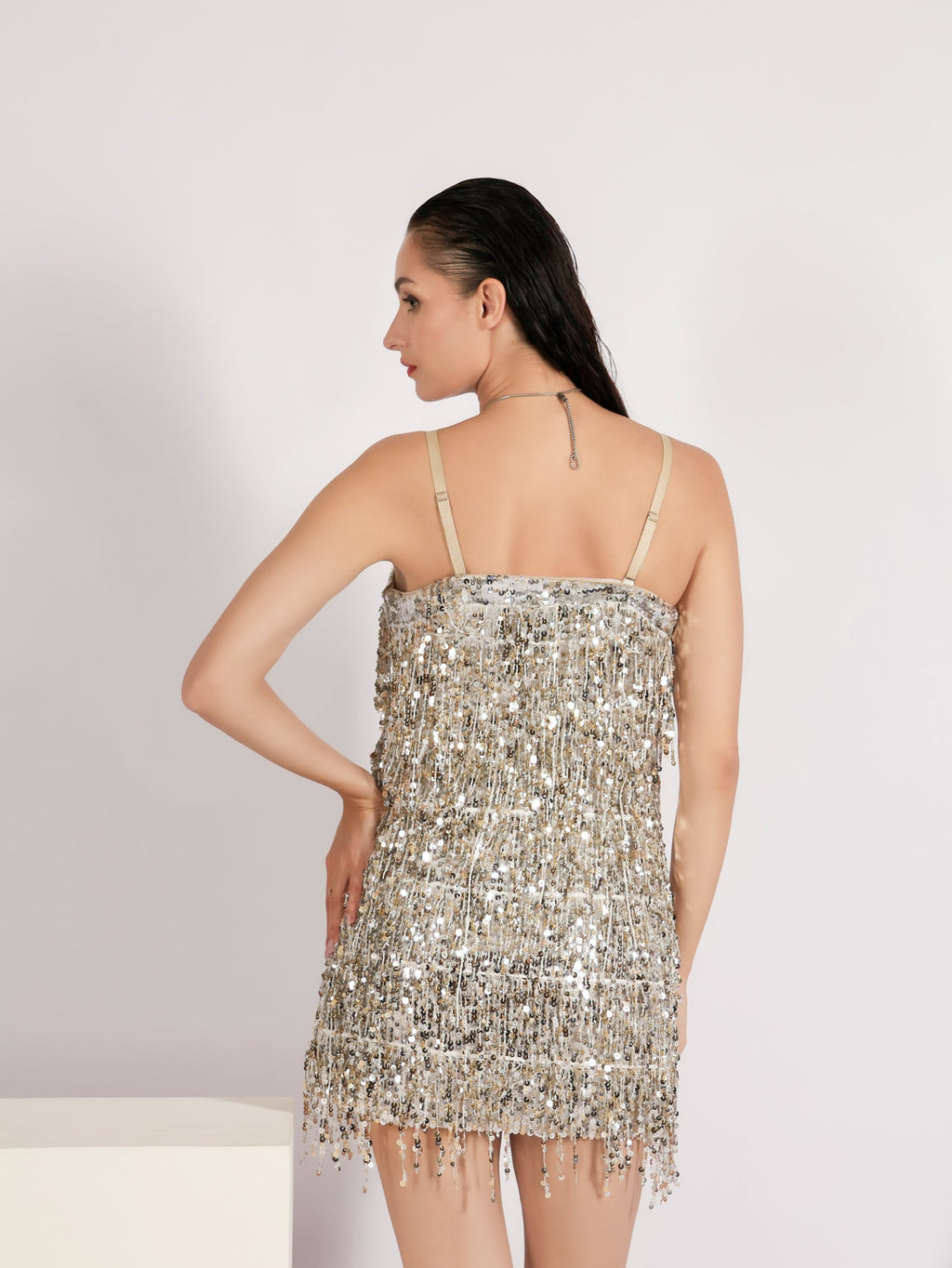 Celestia Fringe Sequin Mini Dress