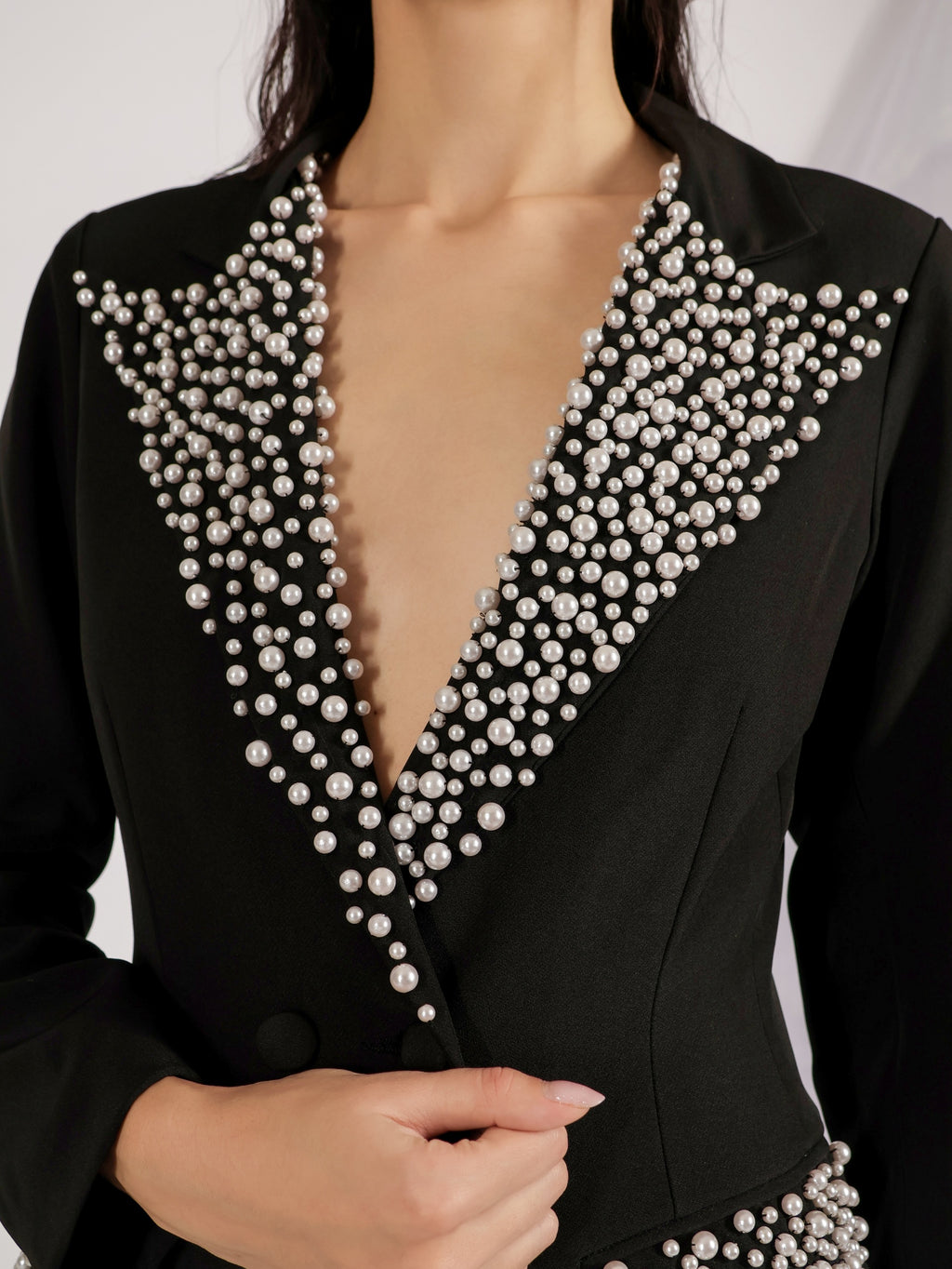 Embellished Black Blazer Mini Dress