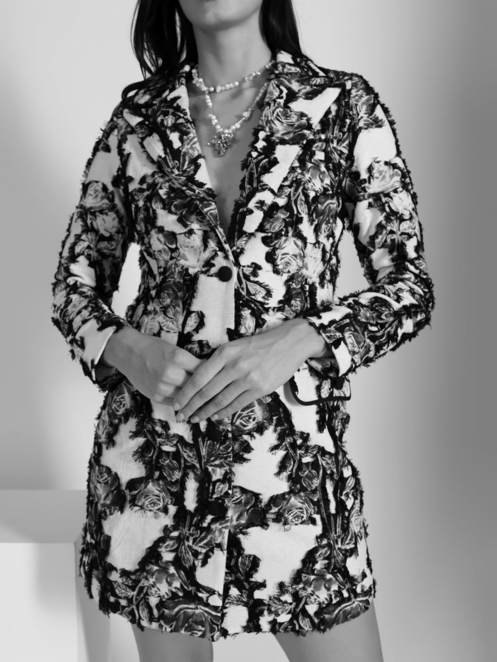 Fringed Floral Blazer Dress