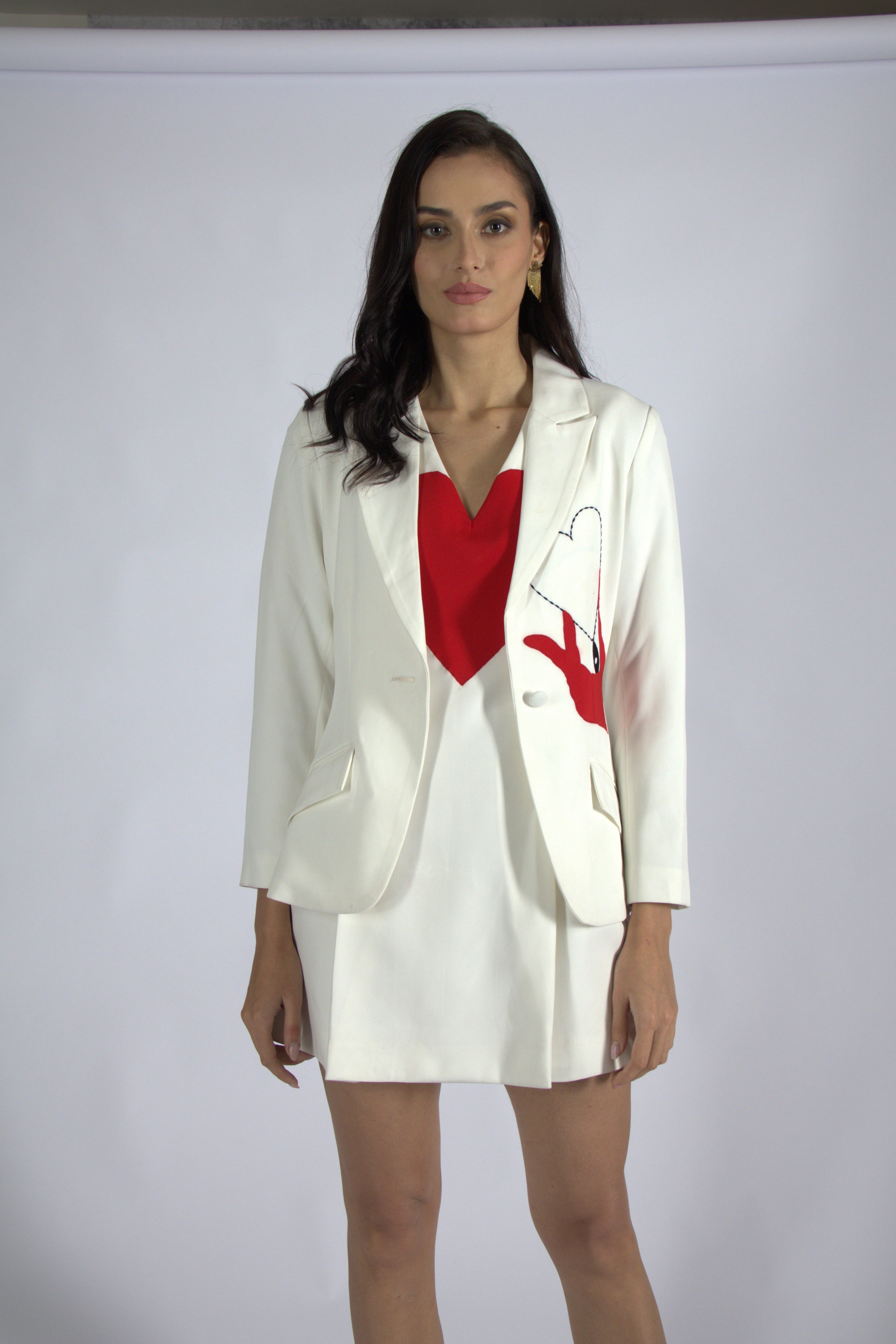 Artistic Heart-Lapel Blazer &  Set