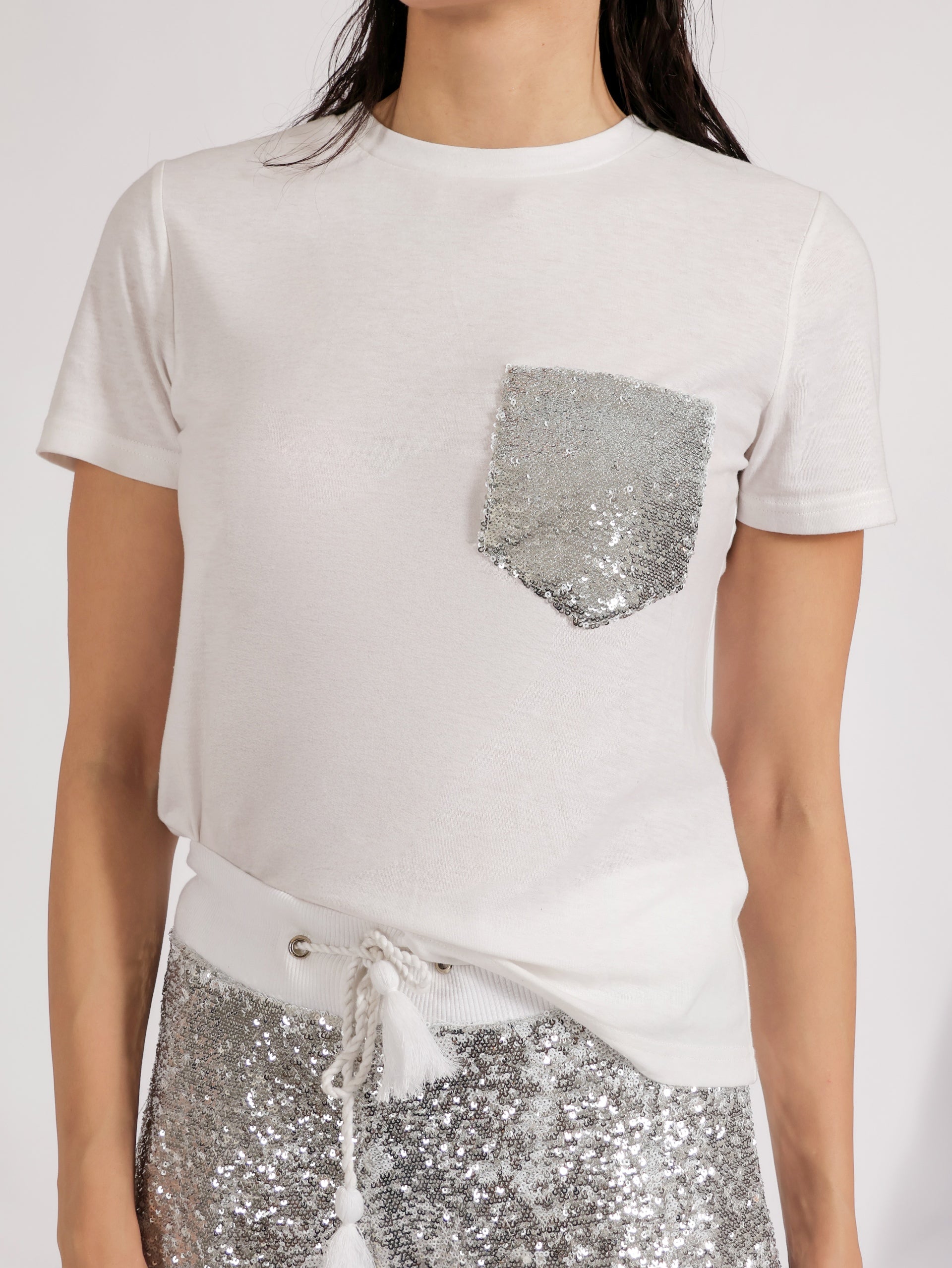 Silver Sequin Joggers and T-shirt Set