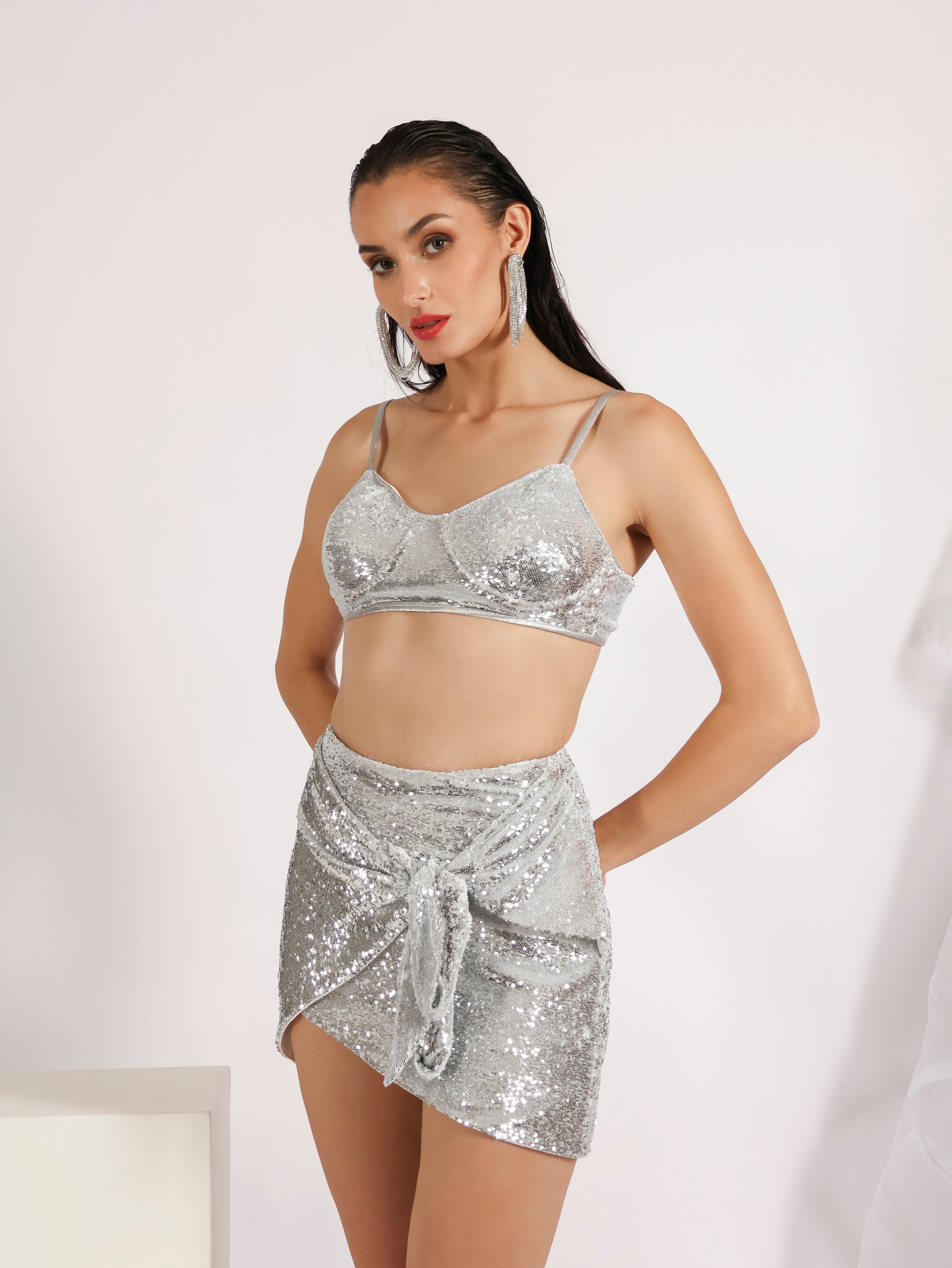 Silver Sequin Bralette Top
