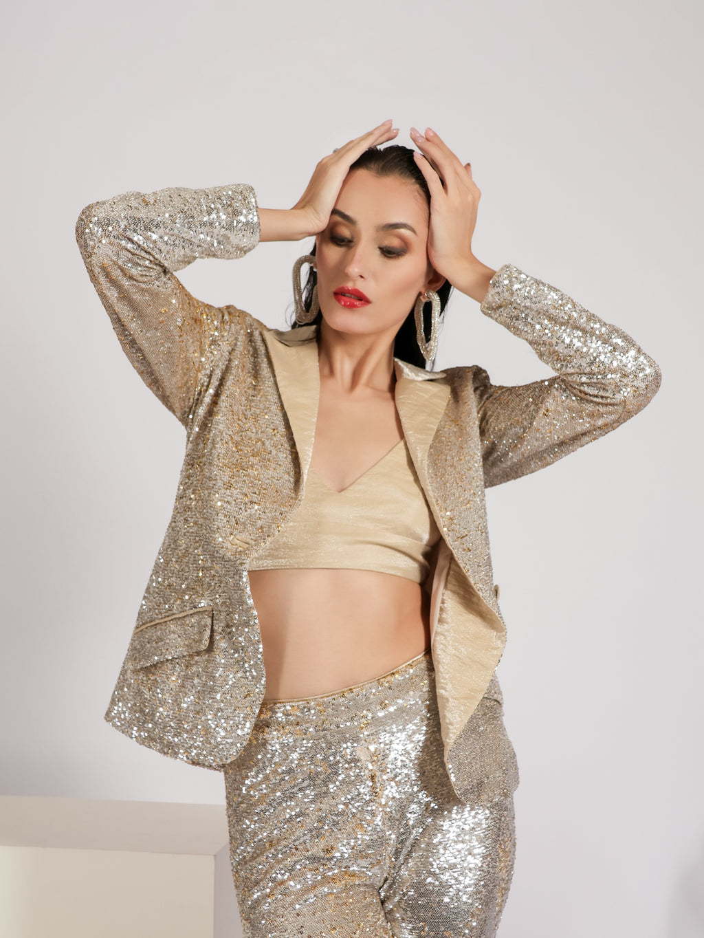 Sequin Blazer and Trousers Set