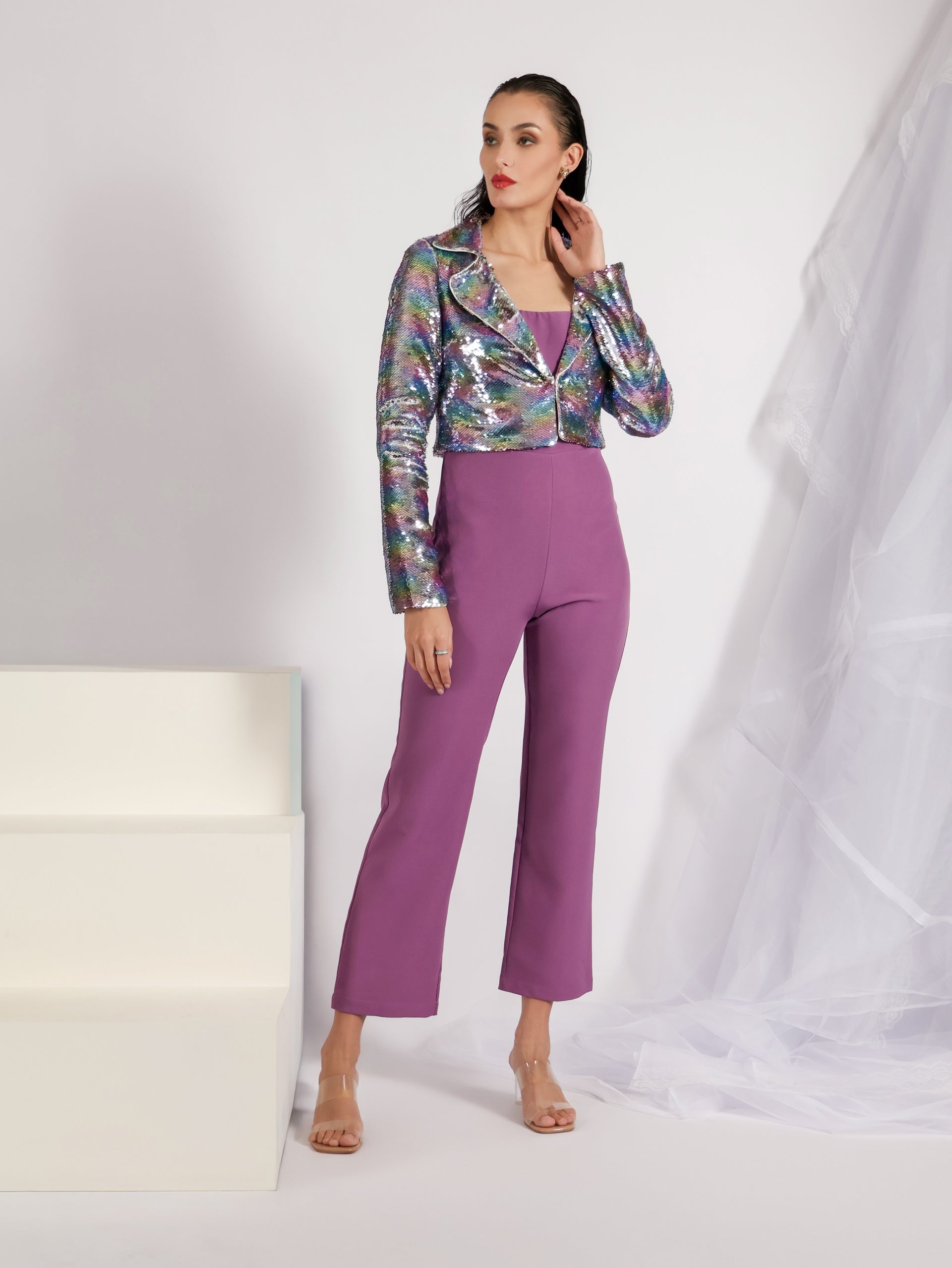 Sequin Cropped Blazer