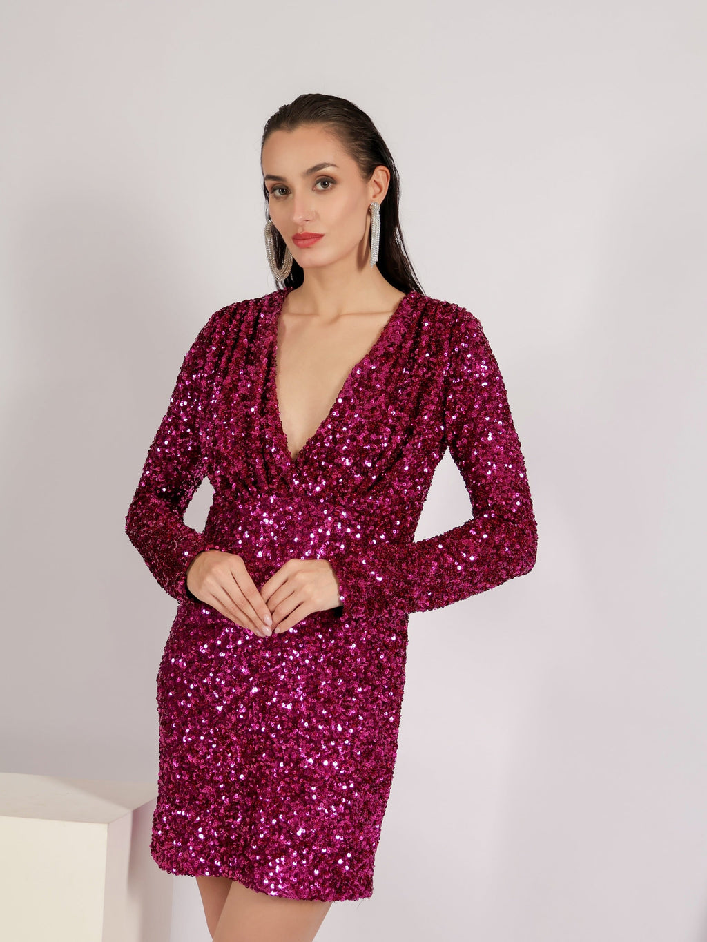 Crimson Allure Sequin Dress
