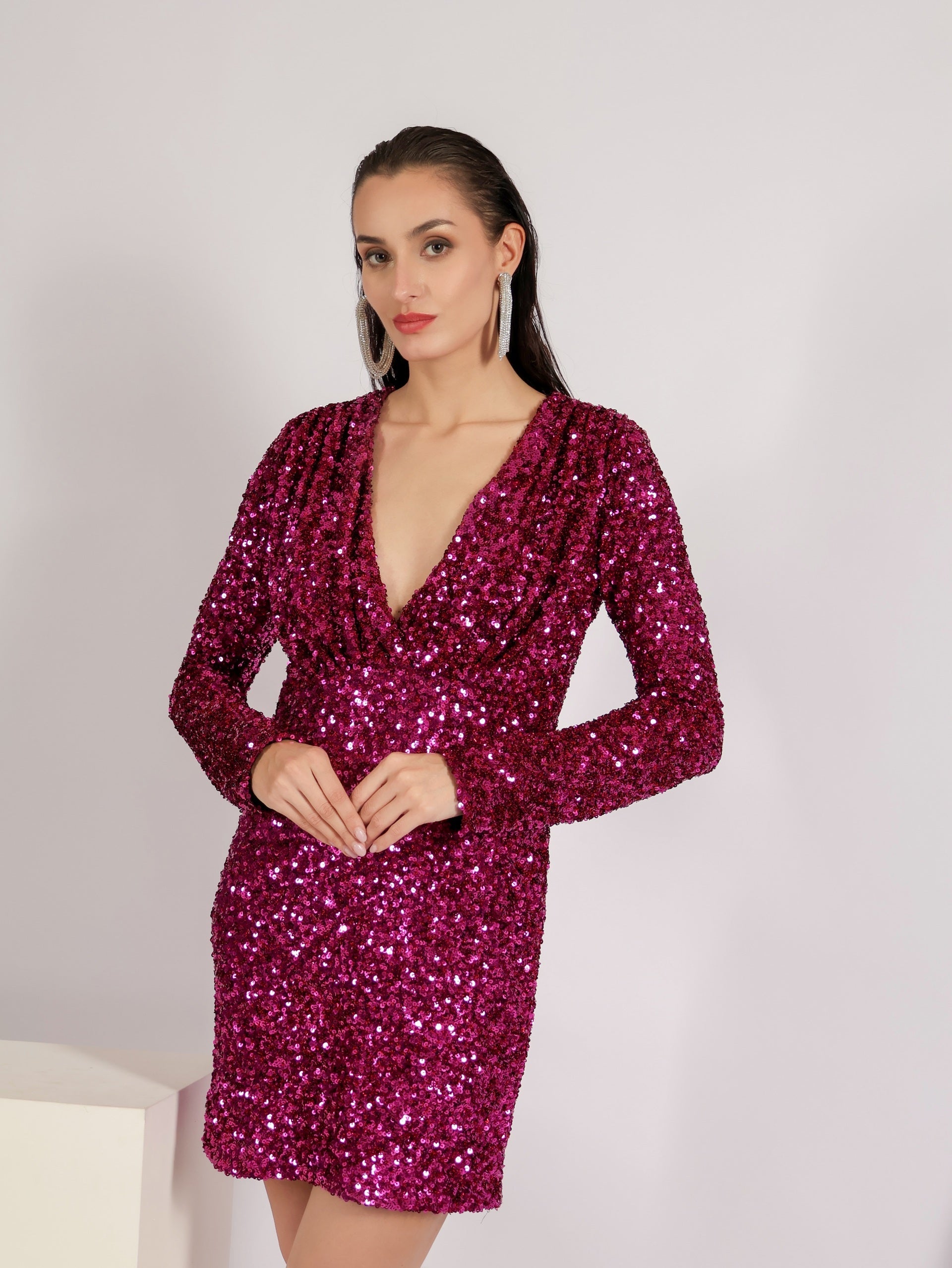 Magenta Sequin  Dress