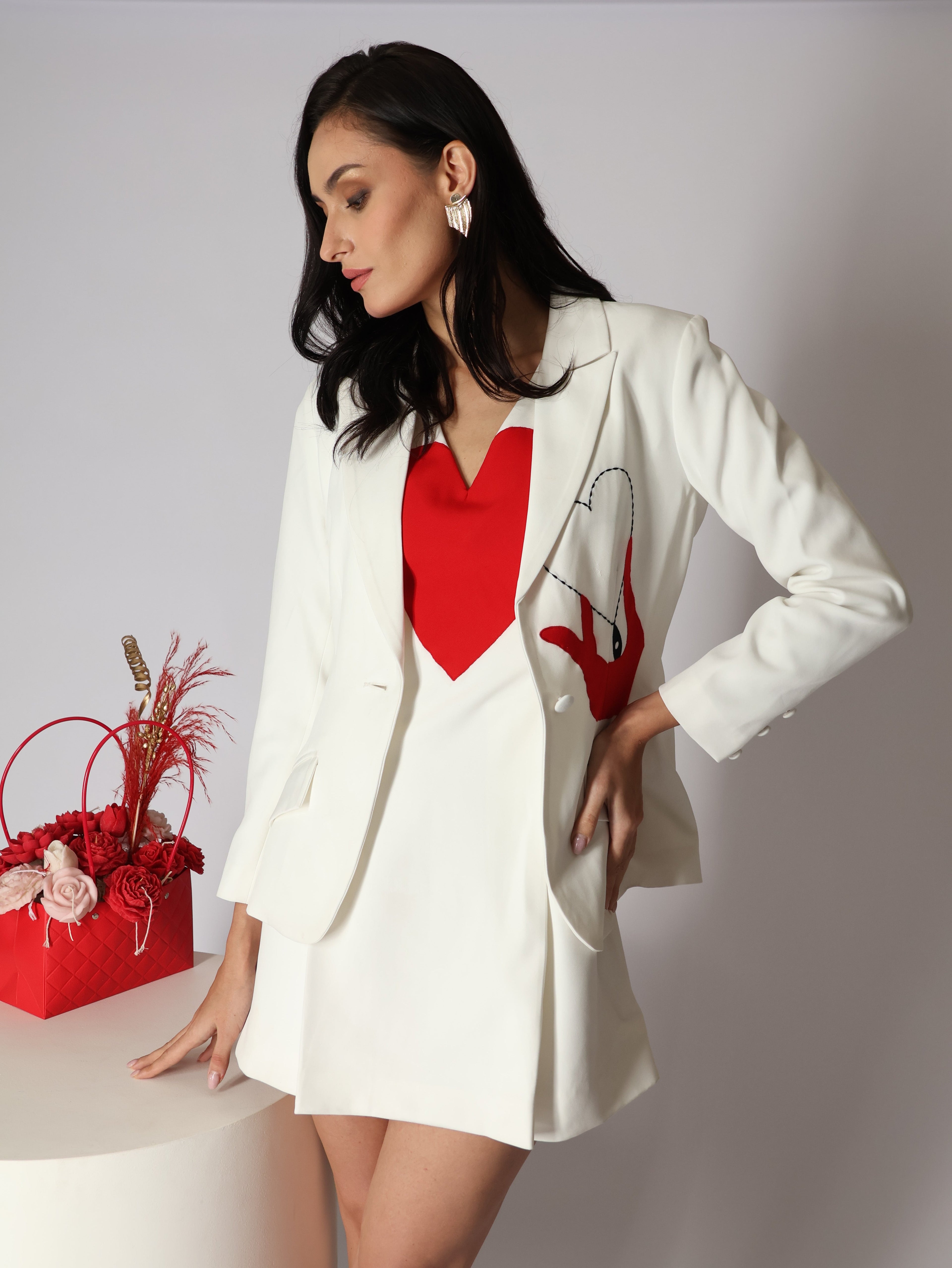 Artistic Heart-Lapel Blazer &  Set