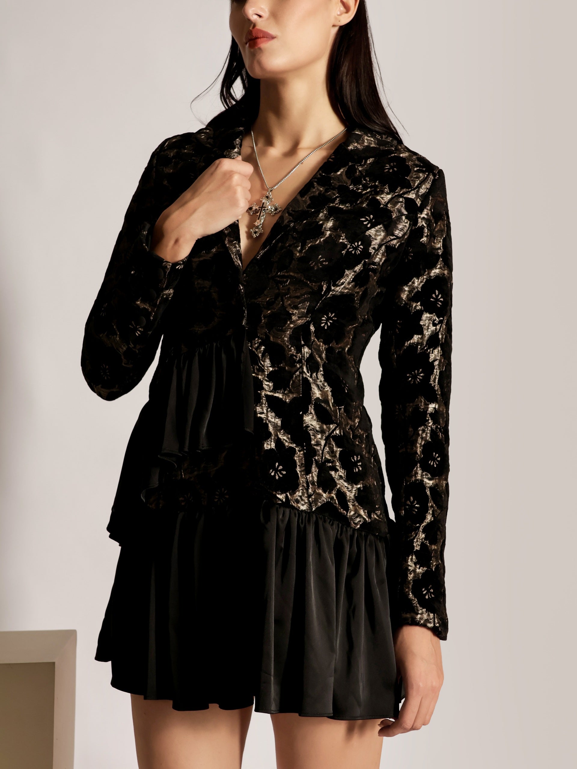 Jaquard Tiered Ruffle Dress