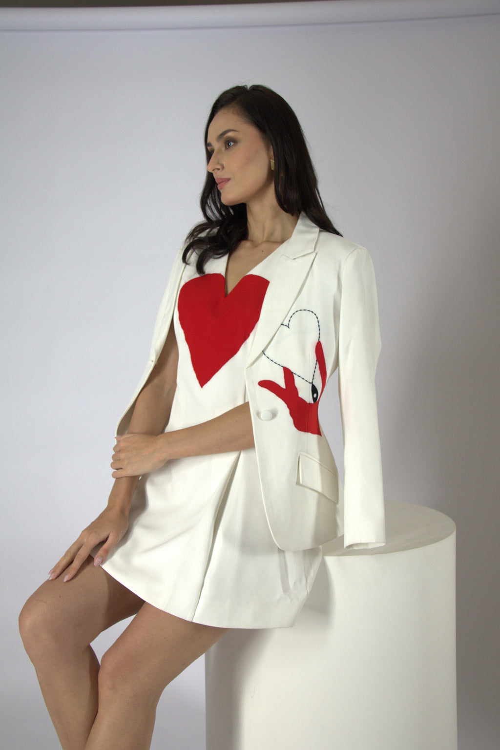 Artistic Heart-Lapel Blazer & Mini Set