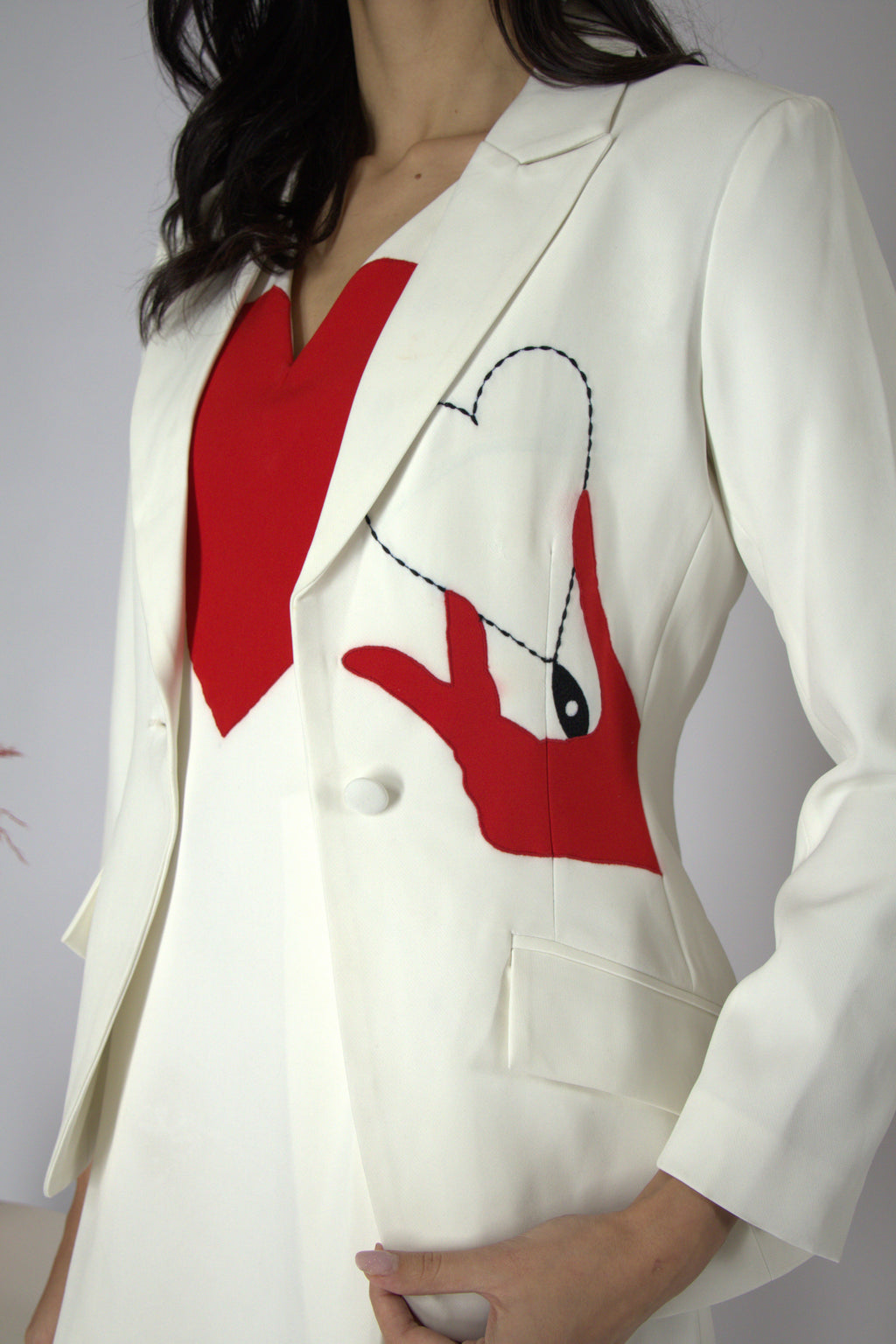 Artistic Heart-Lapel Blazer & Mini Set